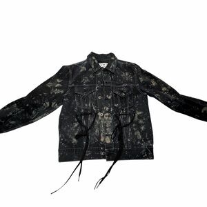 PSWL Proenza Schouler Tie Dye Denim Jacket XS Black Bleached Cotton Made USA